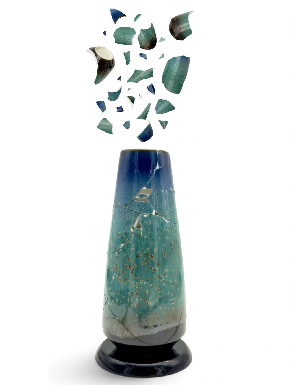 Kintsugi Vase Crystalline Gradient Pottery Gold Crack Art Personal Growth Gift
